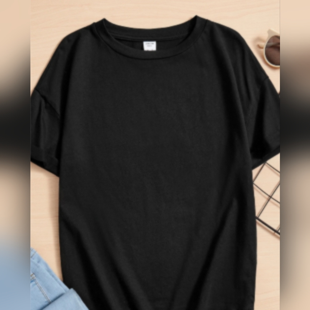 * Shein Women's Butterfly Slogan Graphic Drop Short Sleeves Tee Black Sz Small - Picture 2 of 12